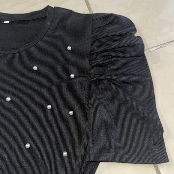 Puff‎ sleeves black blouse Sz. L - Picture 5 of 7